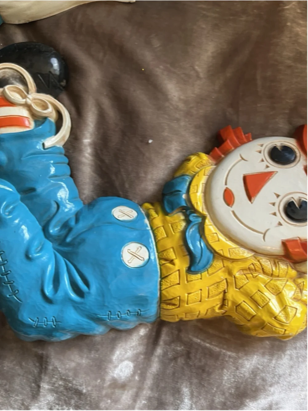 Raggedy Ann Andy VTG Nursery Wall Plaque Hanging Decor Bobbs-Merrill 1977 Set 2